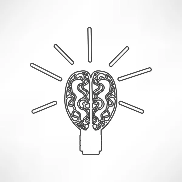 Light bulb with brain, idea icon — Stock Vector