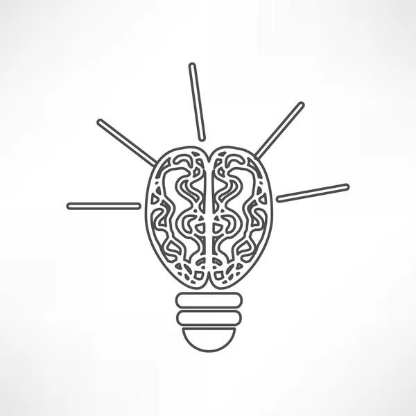 Ampul ile beyin, fikir simgesi — Stok Vektör