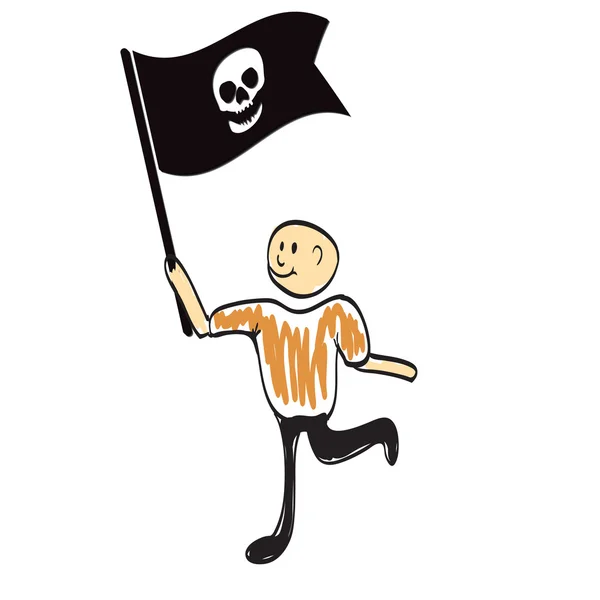 Rapinatore con bandiera dei pirati — Vettoriale Stock