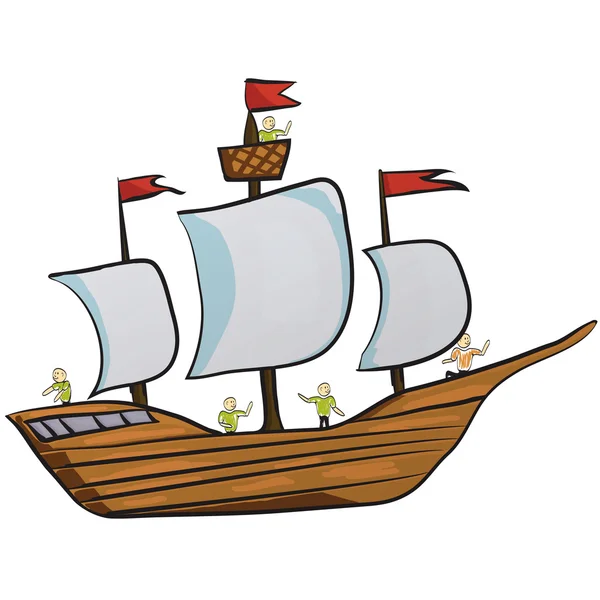 Segelschiff. Cartoon-Ikone — Stockvektor