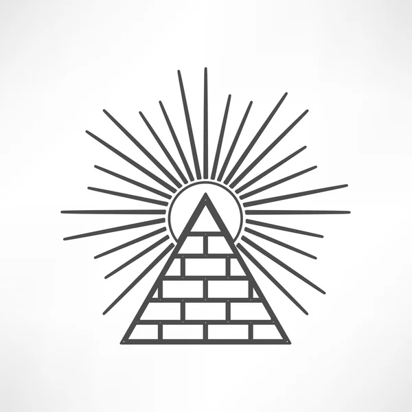 Symbol der Pyramide mit Sonnenzeichen — Stockvektor