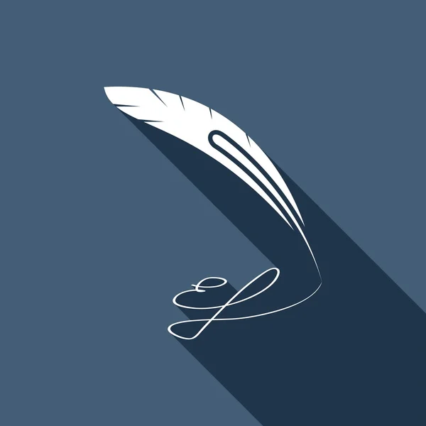 Icono de pluma vintage, escritura — Vector de stock