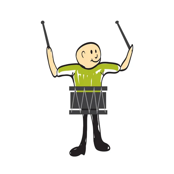 Hombre con un tambor de instrumento musical — Vector de stock