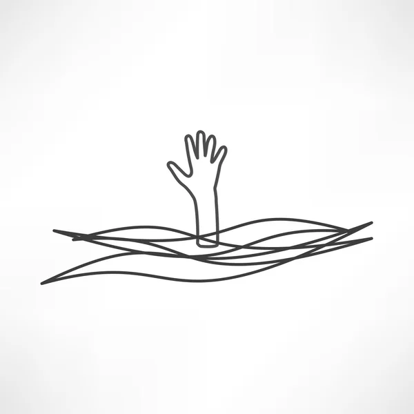 Noyade dans l'eau icône — Image vectorielle