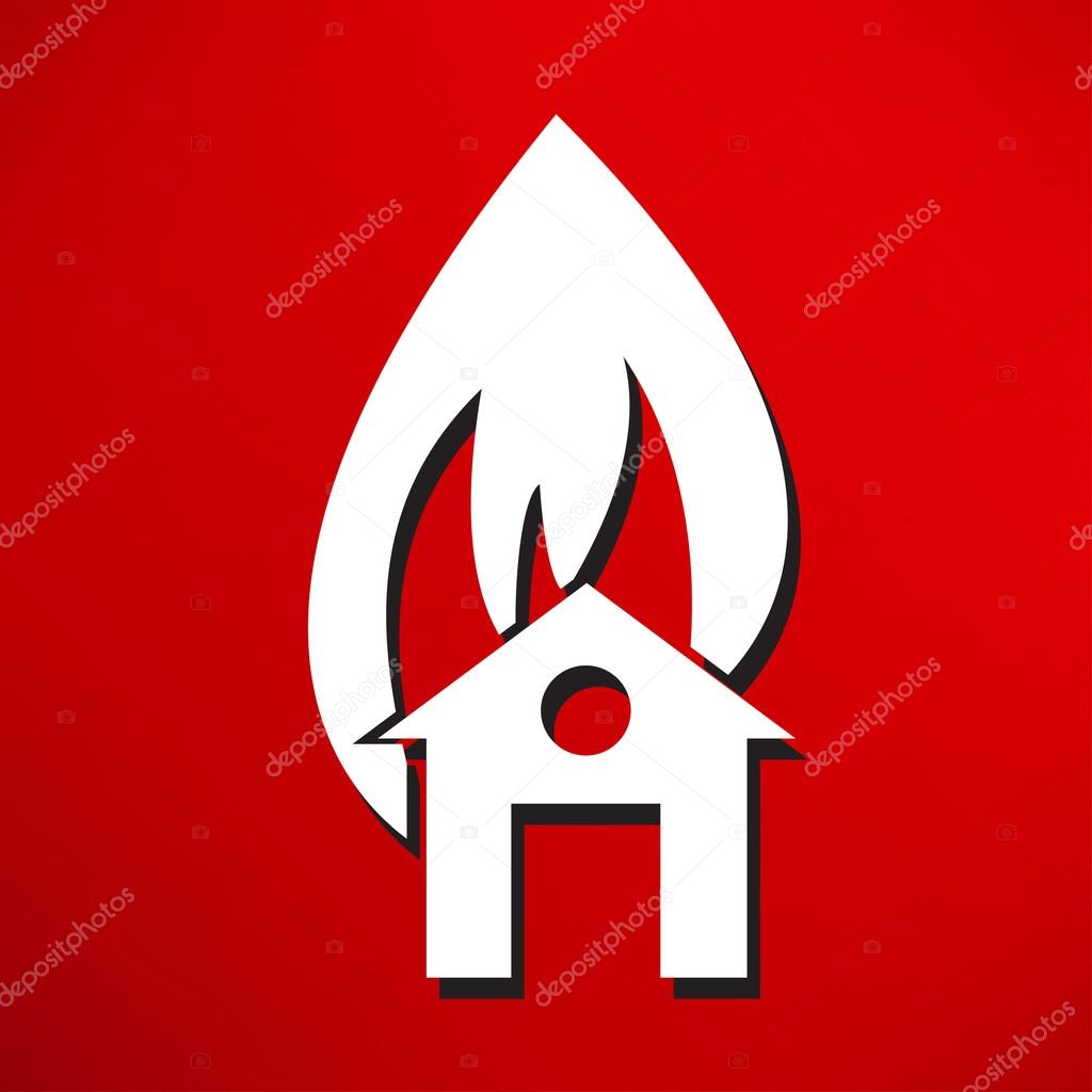 Icon of fire warning, insurance