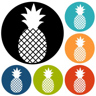 Ananas, meyve Icons set