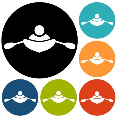 Kürek çekme, tekne Icons set