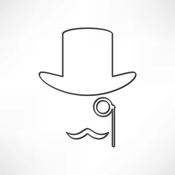 Bowler hat and mustache icon — Stock Vector