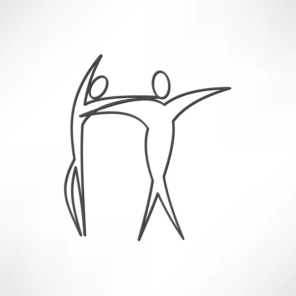 Pasangan penari, ikon seni - Stok Vektor