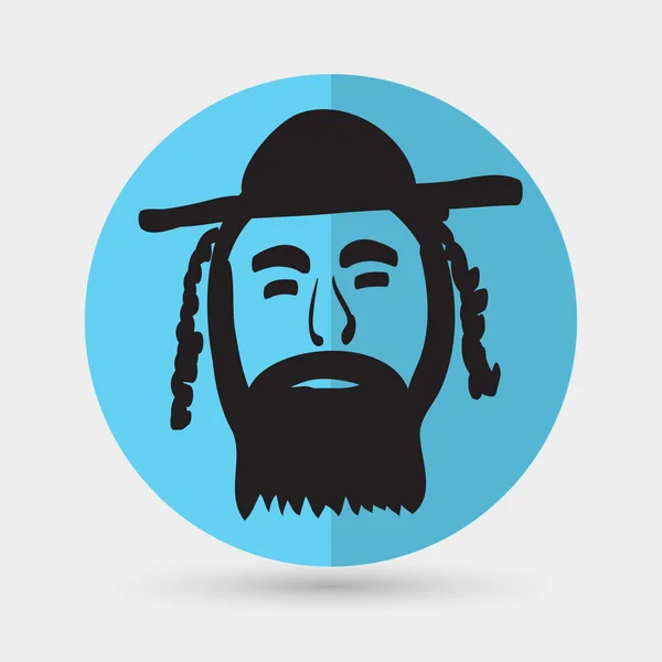 Orthodox jew, man in hat icon — Stock Vector