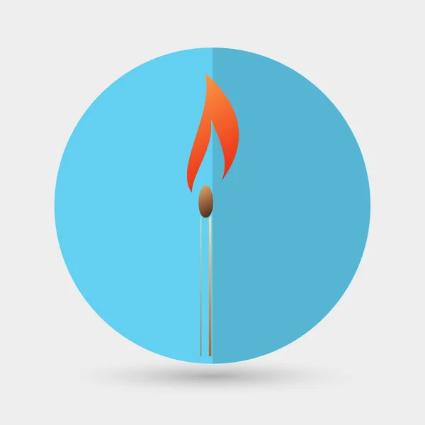 Brûler, allumette, icône de feu — Image vectorielle