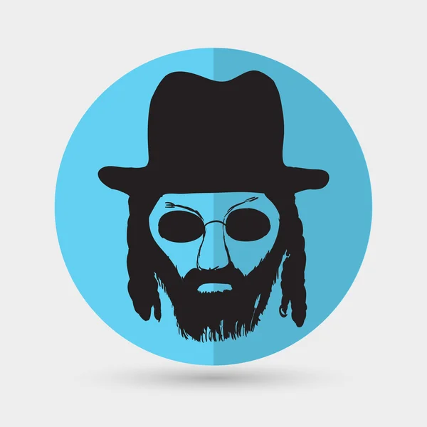 Православне єврейство, людина в капелюсі ікони — стоковий вектор