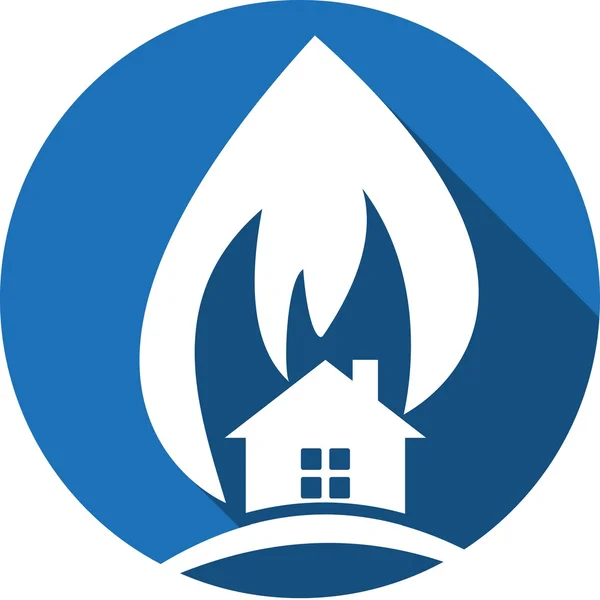 Ikona ostrzeżenia pożarowego, ubezpieczenia — Wektor stockowy