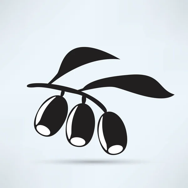 Rama de olivo, icono de la comida — Vector de stock