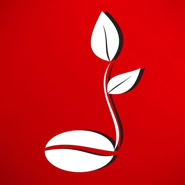 Coffee bean with seedling icon — стоковый вектор