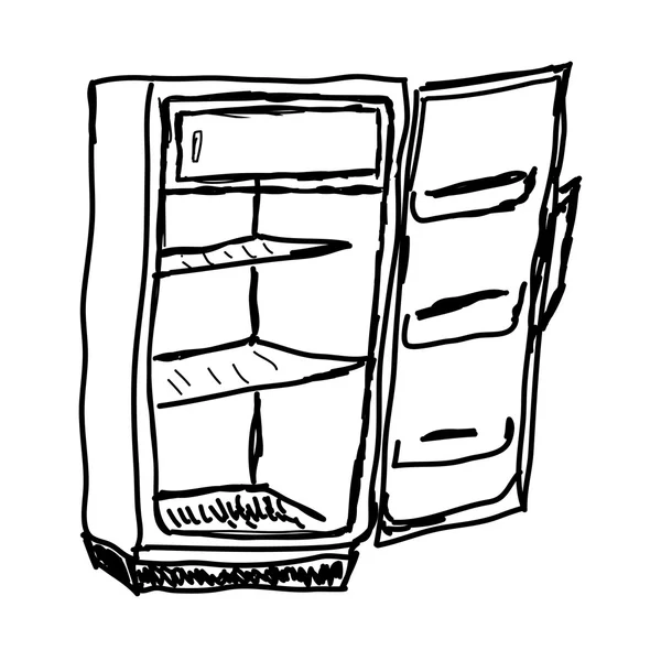 Vintage rajzfilm nyitott hűtőszekrény — Stock Vector