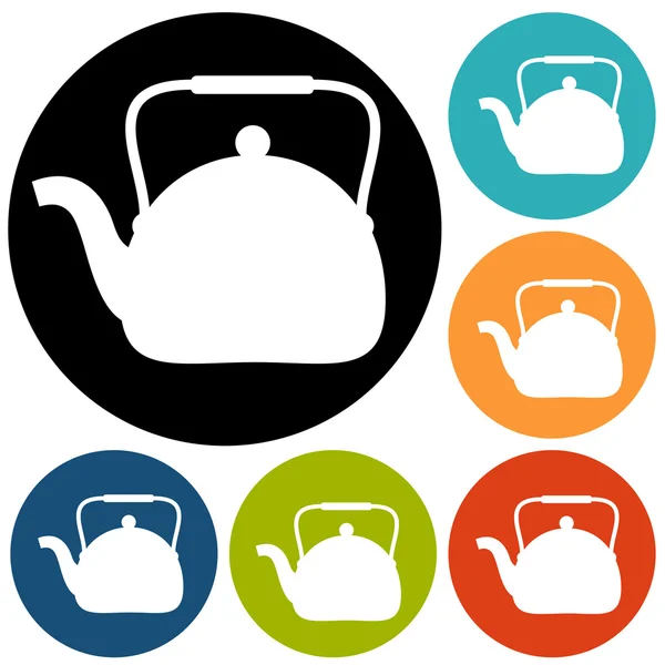 Icônes de thé, théière — Image vectorielle