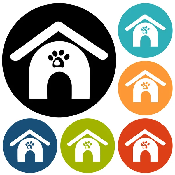 Dog house, animal, pet icons set — Stock Vector