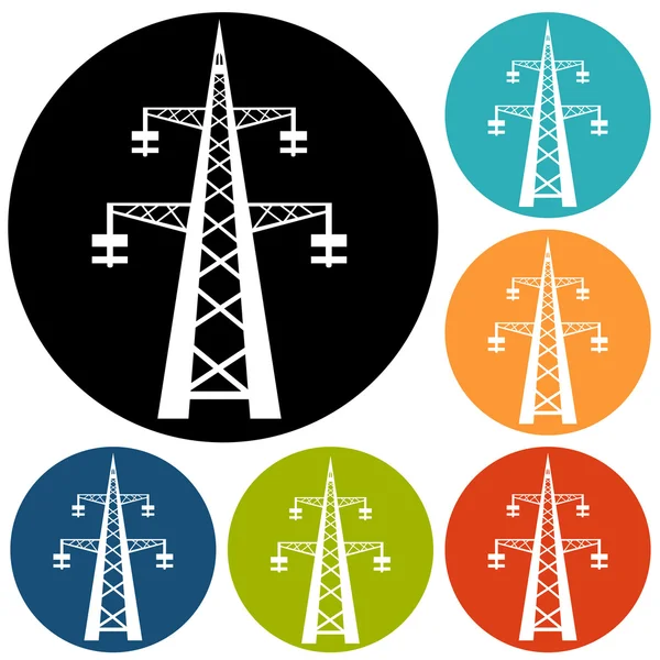 Power transmission tower icons — Stock Vector