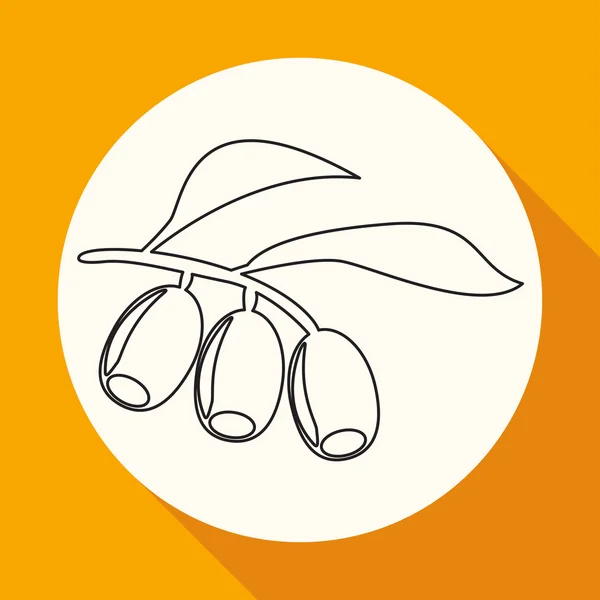 Branche d'olivier, icône de la nourriture — Image vectorielle