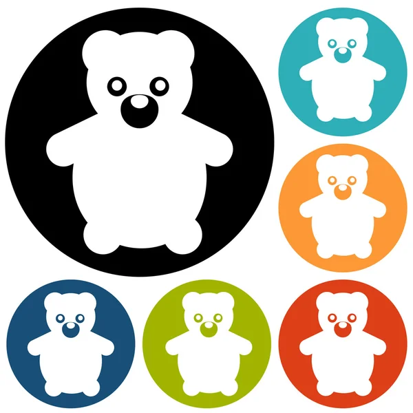 Iconos de juguete de oso de peluche — Vector de stock