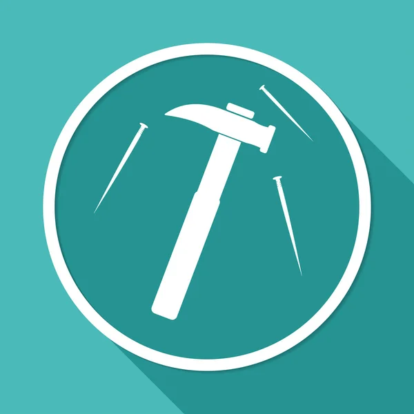 Hammer, nails, tools icon — Stock Vector