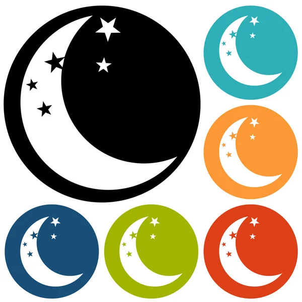 Moon, stars icons set — Stock Vector