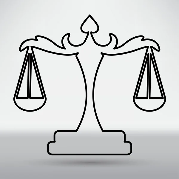 Váhy spravedlnosti, práva ikonu — Stockový vektor