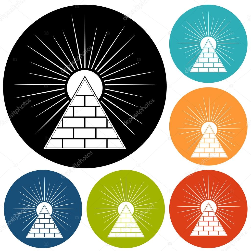 Icons of Pyramid with sun