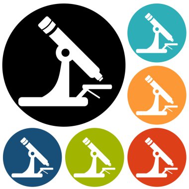 Mikroskop, bilim Icons set
