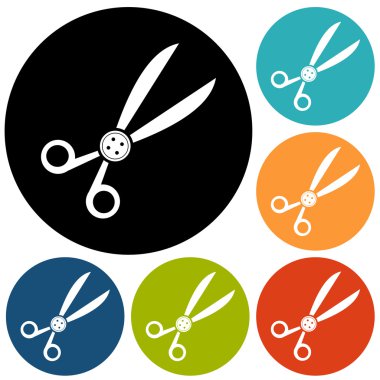 Icons set makas, dikiş, moda