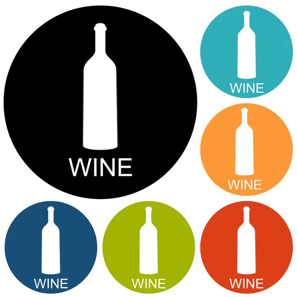 Fles wijn, alcohol pictogrammen instellen — Stockvector