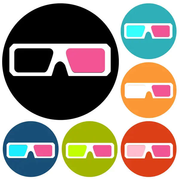 Icônes de lunettes 3D, cinéma — Image vectorielle