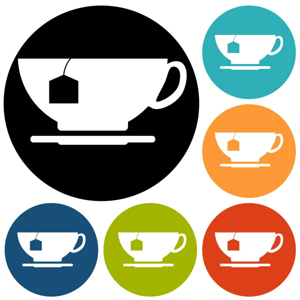 Ícones de xícara, chá — Vetor de Stock