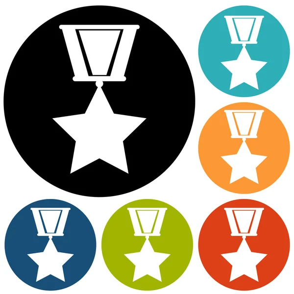 Medalj, star, award ikoner — Stock vektor