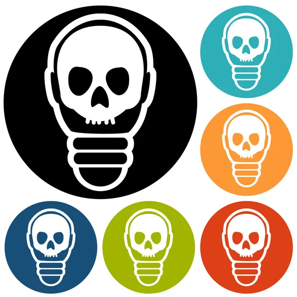 Icônes de l'ampoule esprit Crâne — Image vectorielle
