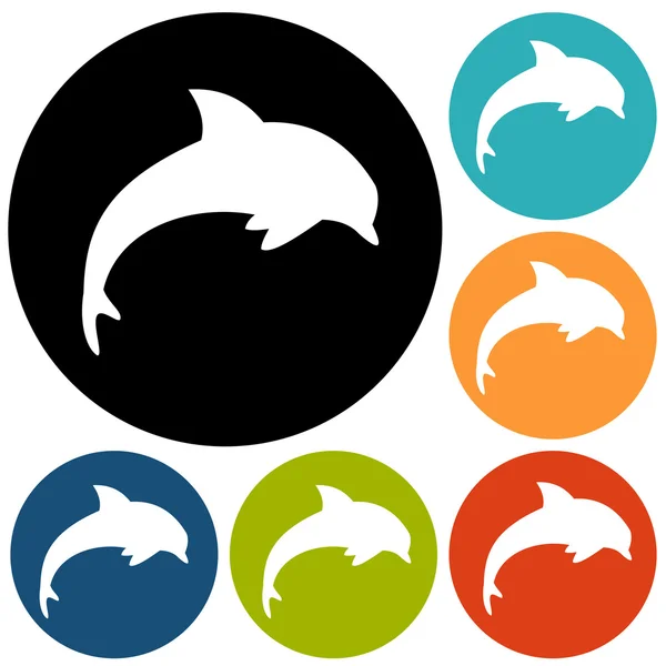 Icons of jumping dolphin — Stock Vector