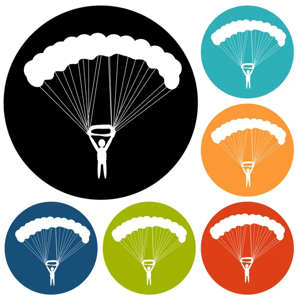 Icons of Parachute, paratrooper — Stock Vector