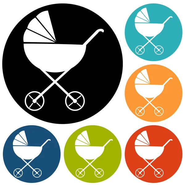 Baby carriage, pram icons — Stock Vector