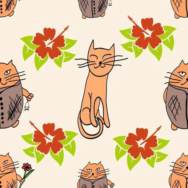 Cute cartoon cats pattern — Stock Vector