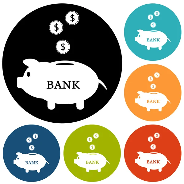 Piggybank, finance icons set — Stock Vector