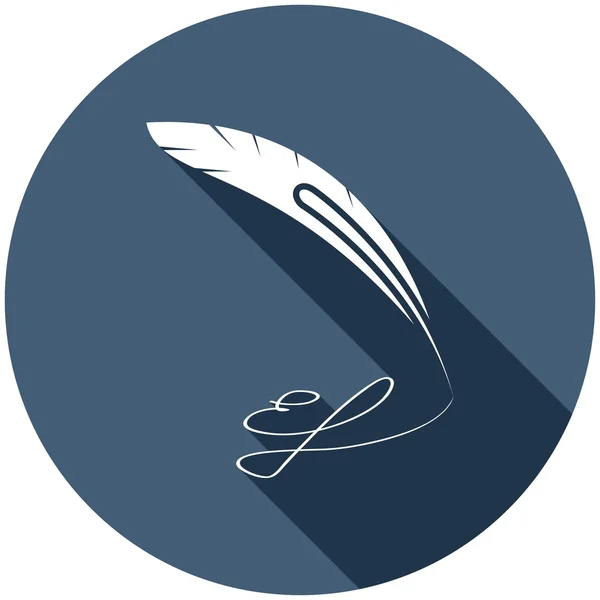 Icono de pluma vintage, firma — Vector de stock