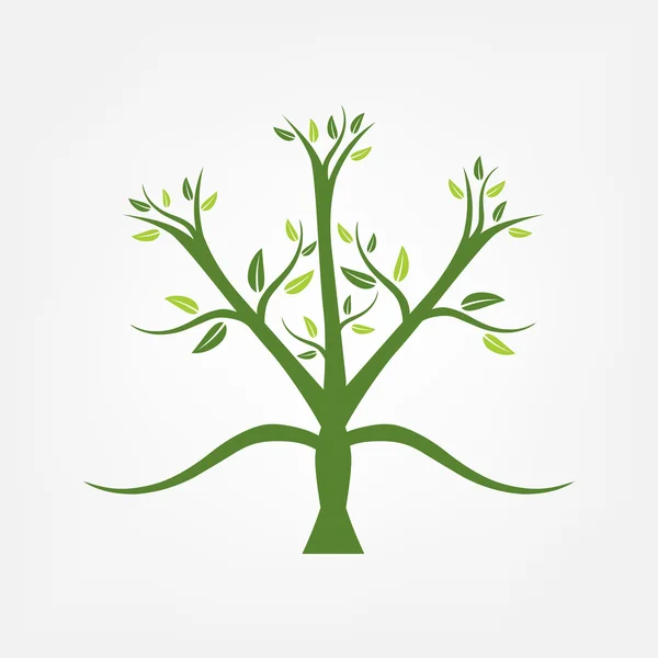 Зеленое дерево, икона цветов — стоковый вектор