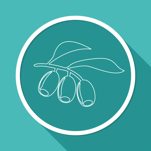 Branche d'olivier, icône de la nourriture — Image vectorielle