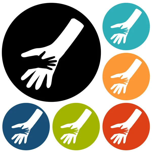 Mani premurose, icone di aiuto — Vettoriale Stock