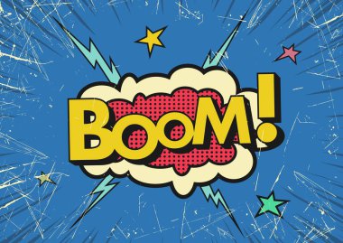 Komik arka plan klasiği. Bulut, ışınlar ve patlama.