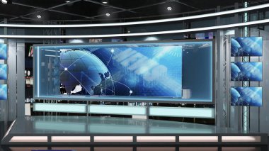 Sanal TV Haber Stüdyosu 1.2-12 Yeşil Ekran Arkaplanı. 3D görüntüleme. Krom görüntüler için sanal set stüdyosu. Nereye istersen, basit bir düzenek, birkaç metrekare alan ve Sanal Set ile.. 