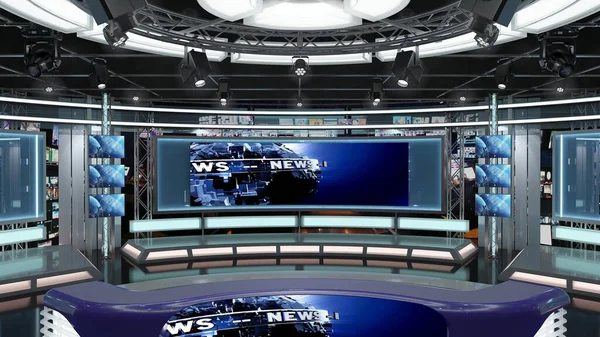 Virtual Studio News Set Green Screen Background Vykreslování Virtuální Set — Stock fotografie