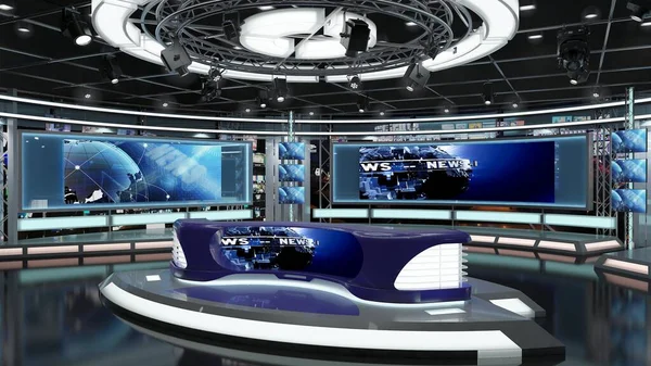 Virtual TV Studio News Set 1.2.6 Green screen background. 3d Rendering.Virtual set studio for chroma footage. wherever you want it, With a simple setup, a few square feet of space, and Virtual Set.