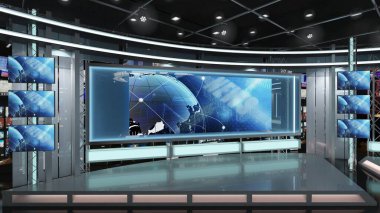 Sanal TV Haber Stüdyosu 1.2.11 Yeşil Ekran Arkaplanı. 3D görüntüleme. Krom görüntüler için sanal set stüdyosu. Nereye istersen, basit bir düzenek, birkaç metrekare alan ve Sanal Set ile..